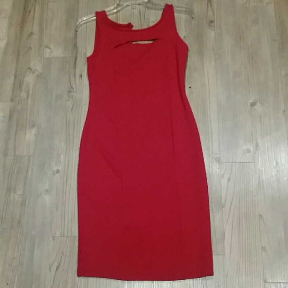 NWT Bright Red dress with slit on cleavage